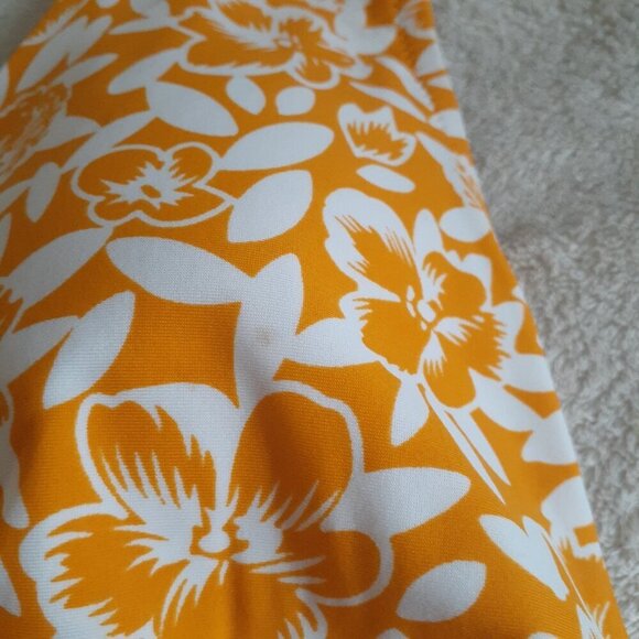 J. Crew Factory NWT Women's Large Orange Floral V-neck Ruched One Piece Swimsuit - Picture 12 of 15